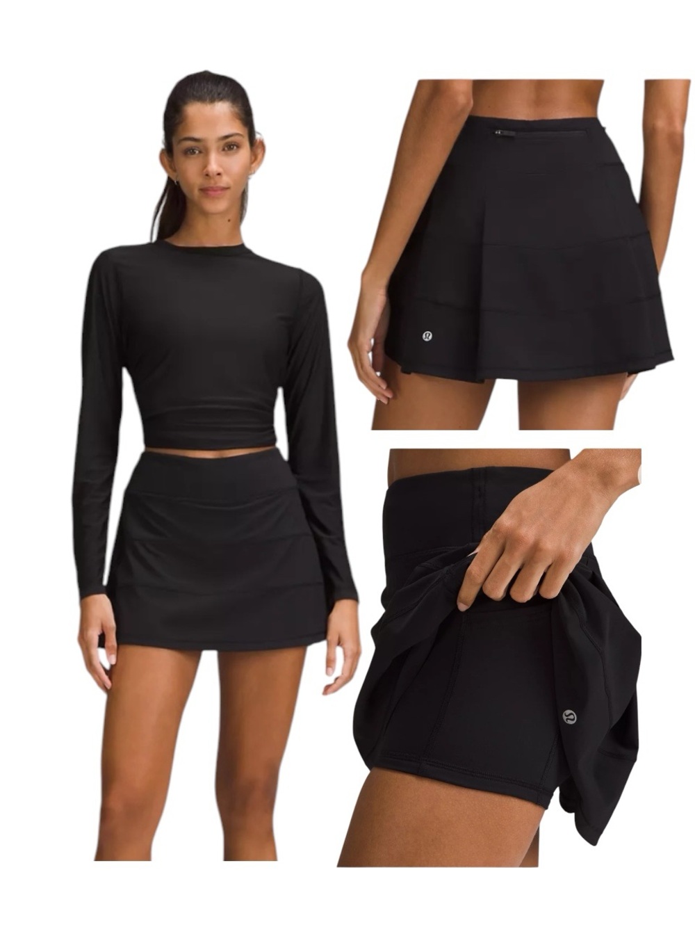 Lululemon Pace Rival Mid-Rise Skirt Black Pleated Athletic Skort Size 4